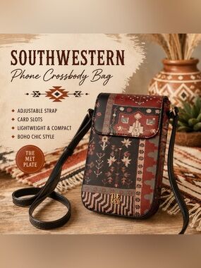 Boho Southwestern Phone Crossbody Bag | Mini Crossbody Purse w/ Card Slots